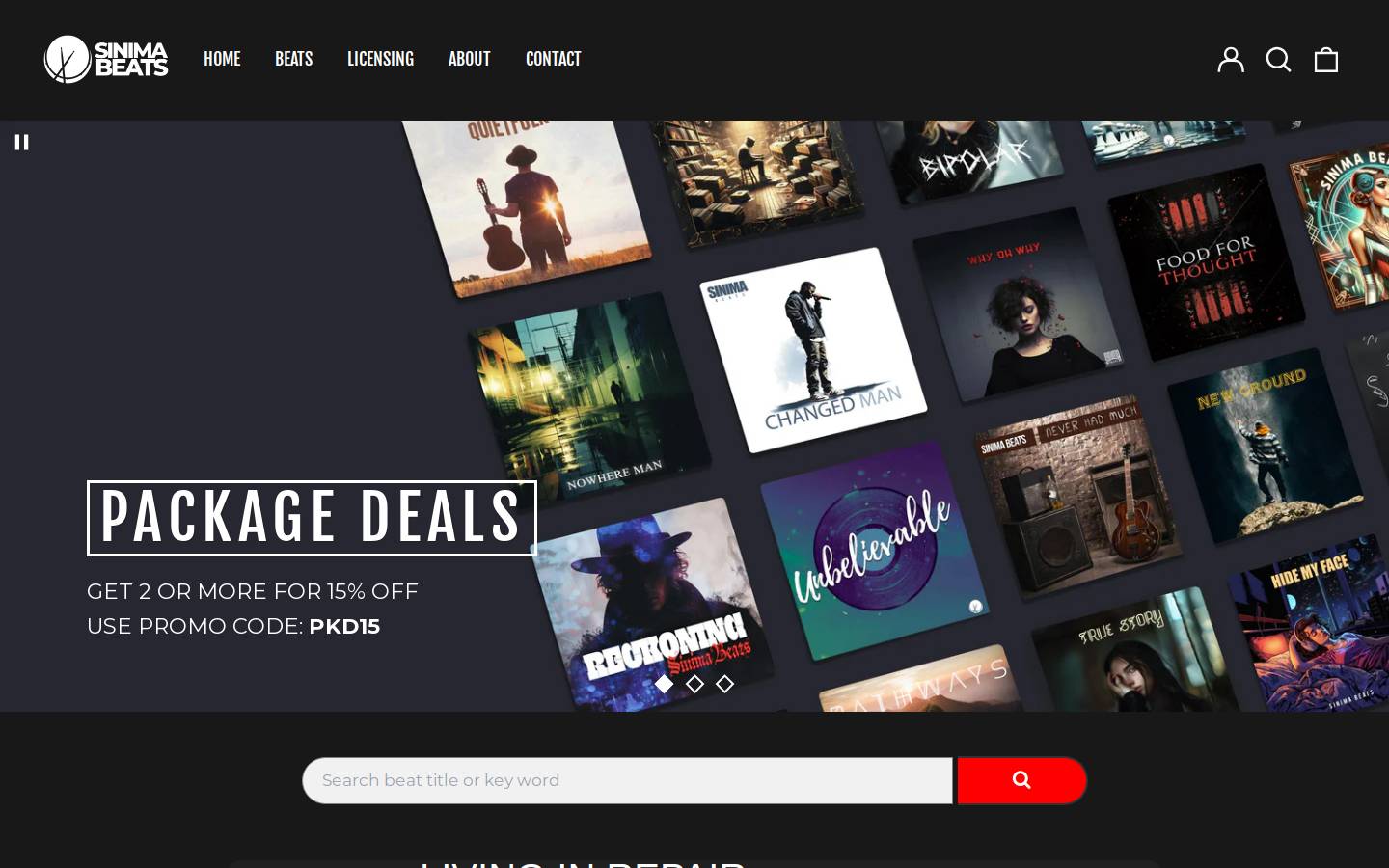 sinimabeats.net homepage screenshot