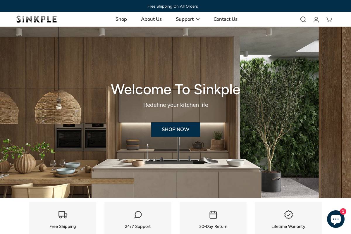 Sinkple homepage screenshot