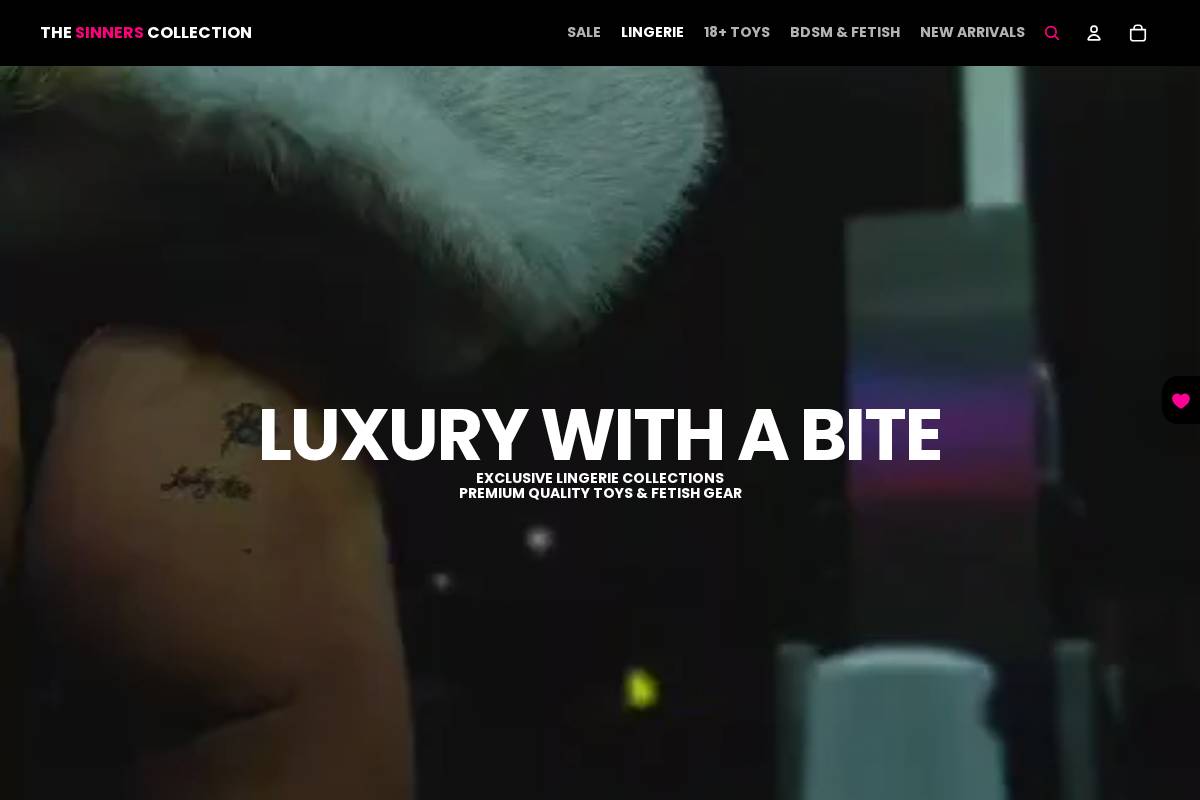 THE SINNERS COLLECTION homepage screenshot