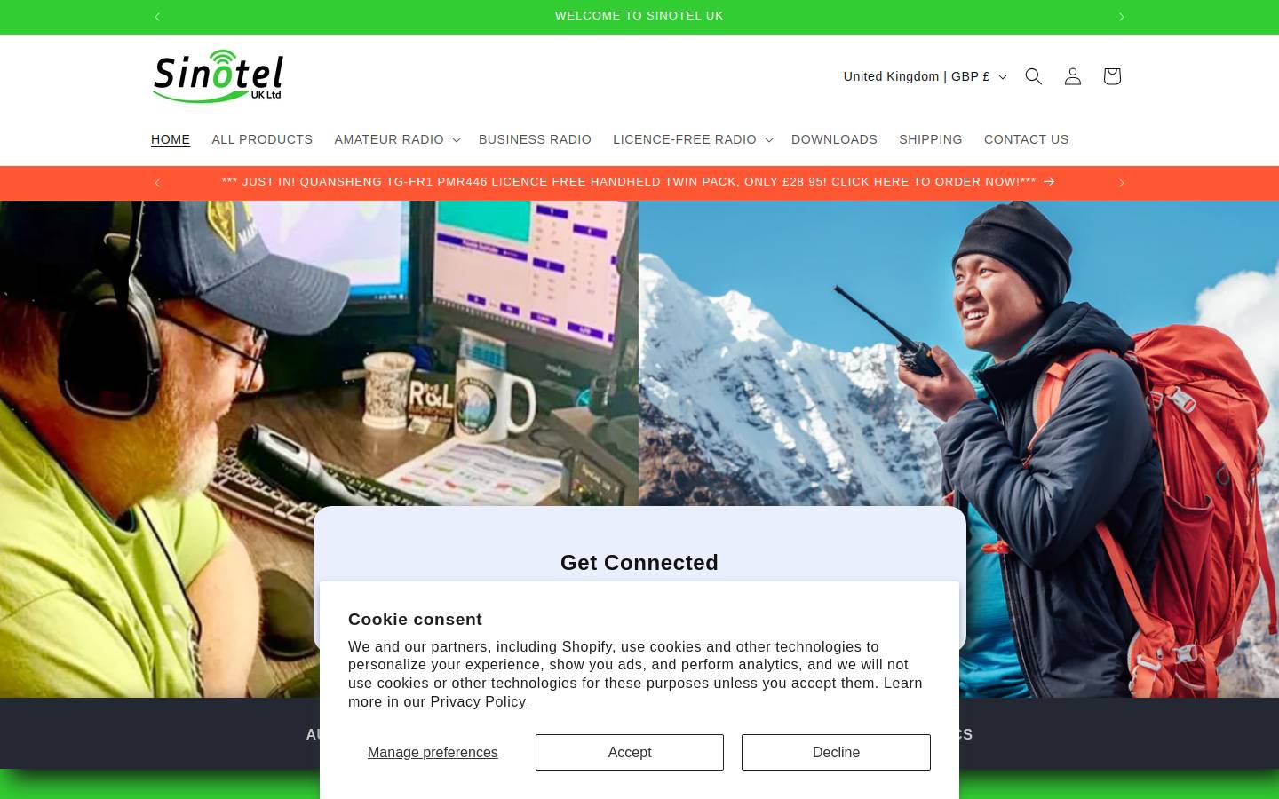Sinotel UK Limited homepage screenshot