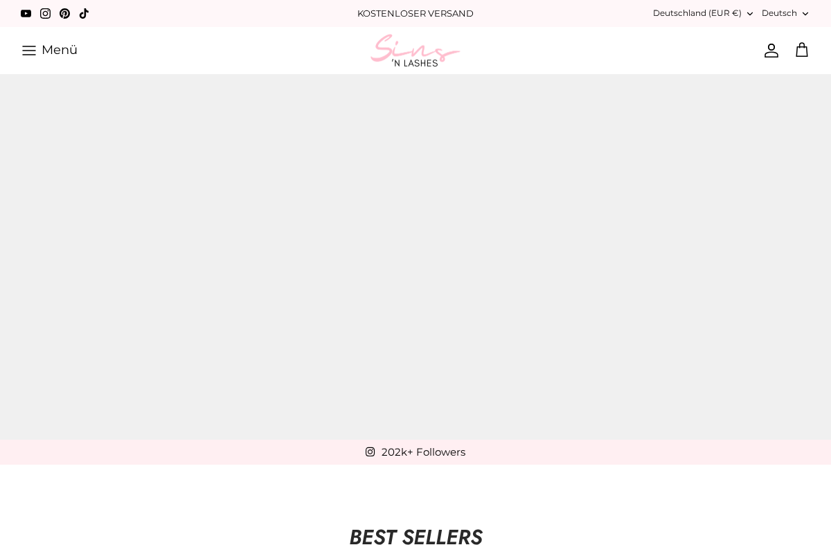 sinsnlashes.com homepage screenshot