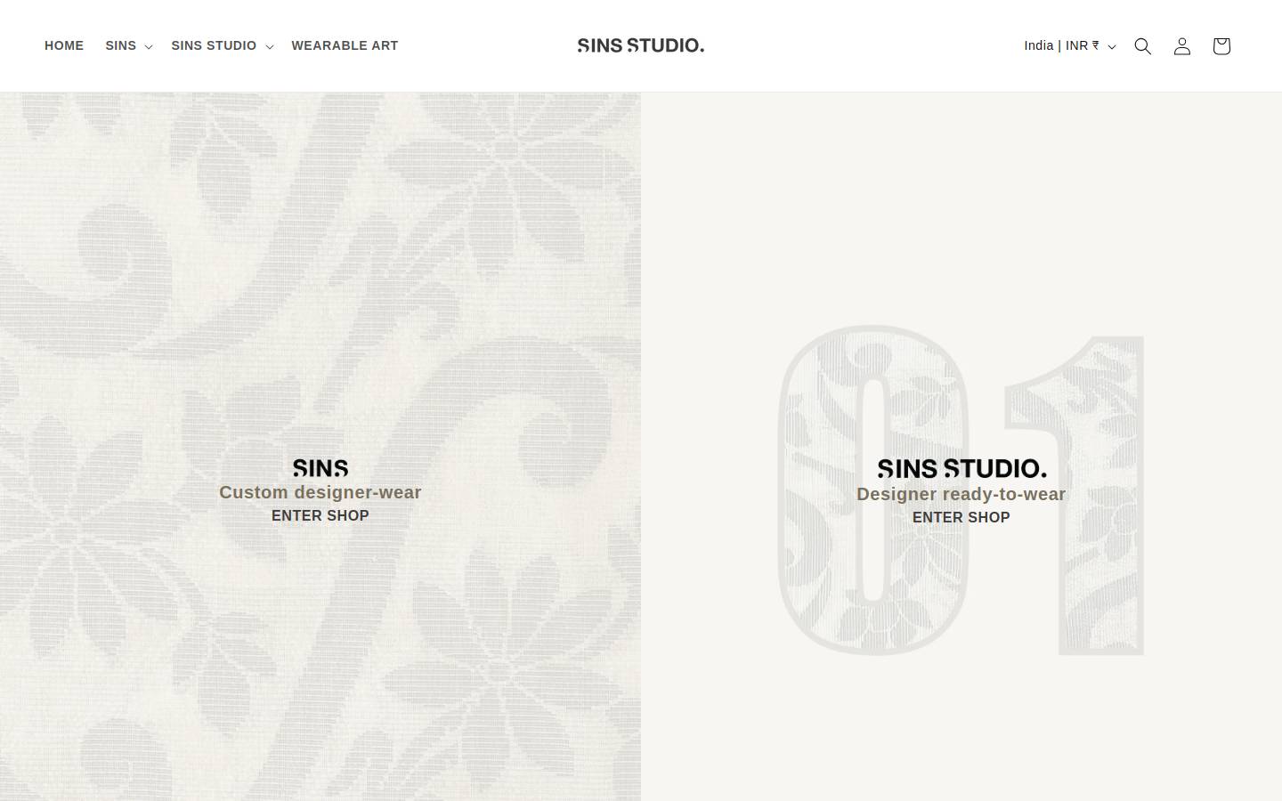 sinsstudio.com homepage screenshot