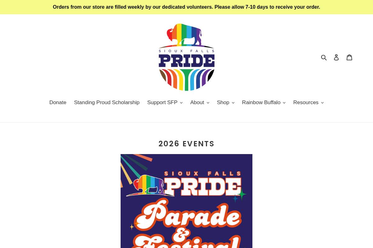 Sioux Falls Pride homepage screenshot