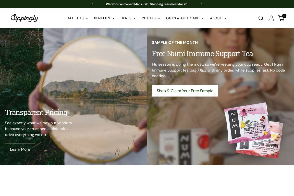 sippingly.com homepage screenshot