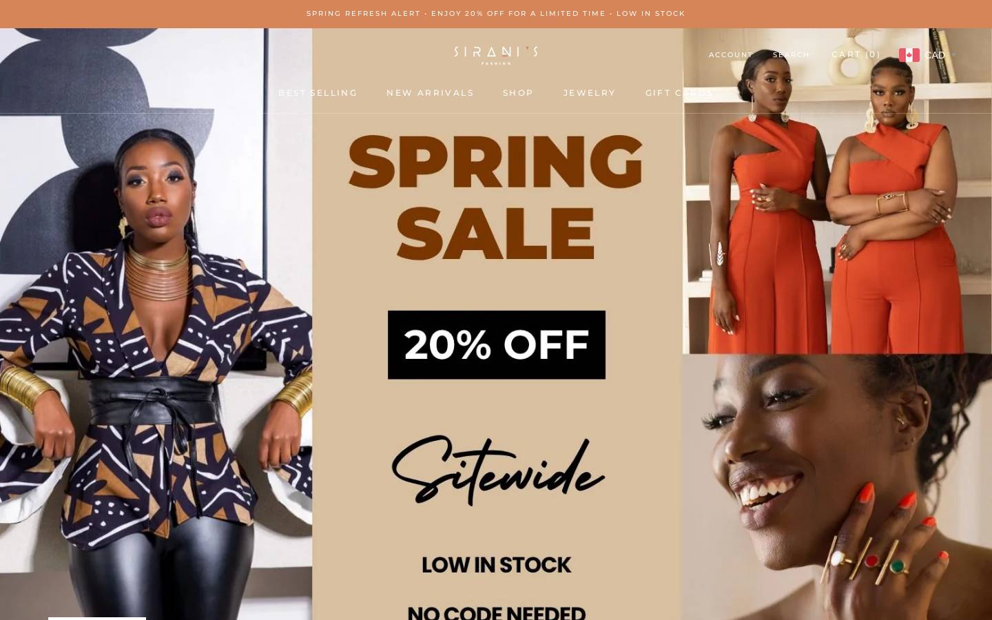 siranisfashion.com homepage screenshot
