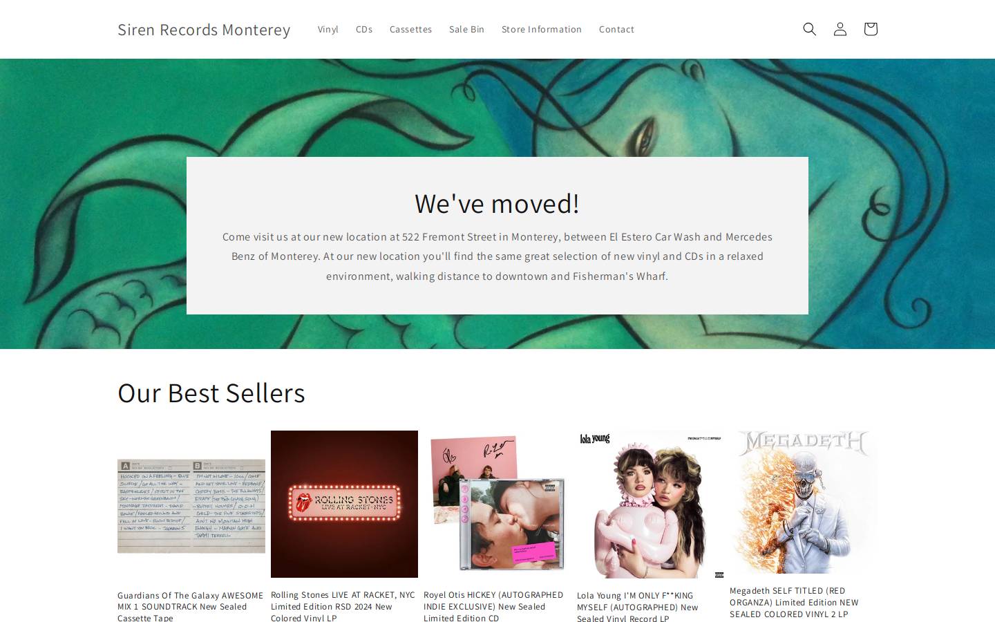 sirenrecordsmonterey.com homepage screenshot