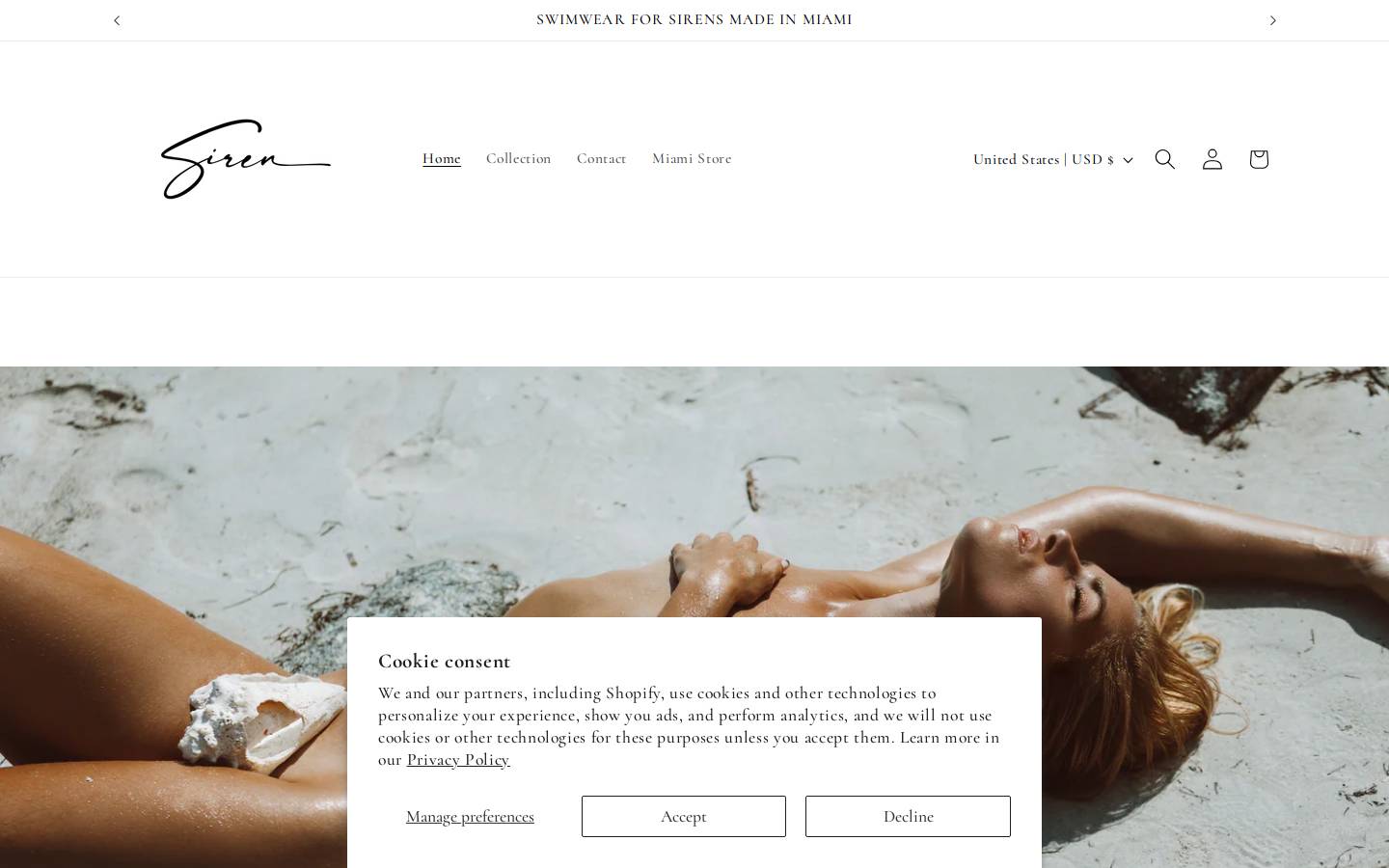 sirenswimwear.miami homepage screenshot
