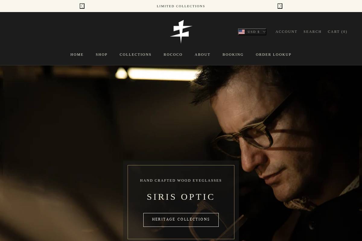 Sireseyewear homepage screenshot