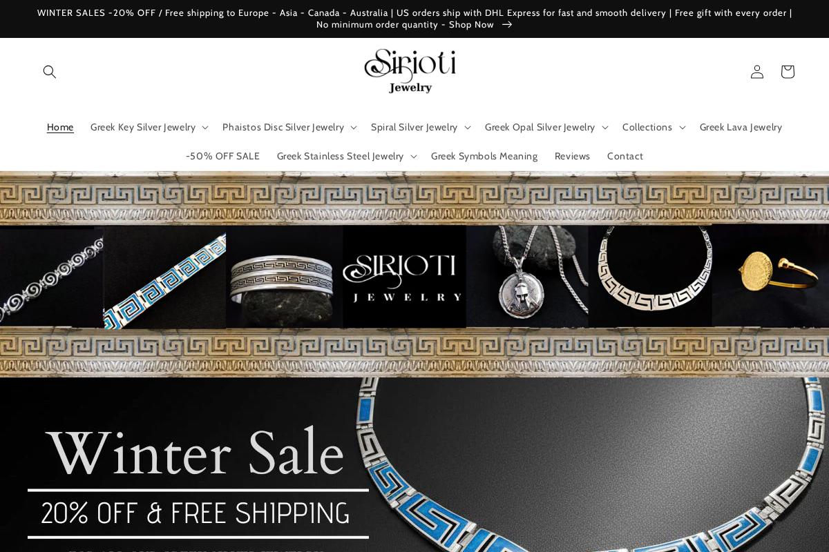 Sirioti Jewelry homepage screenshot