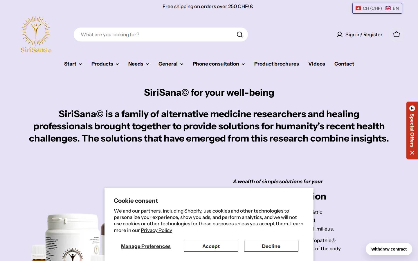 sirisana.com homepage screenshot