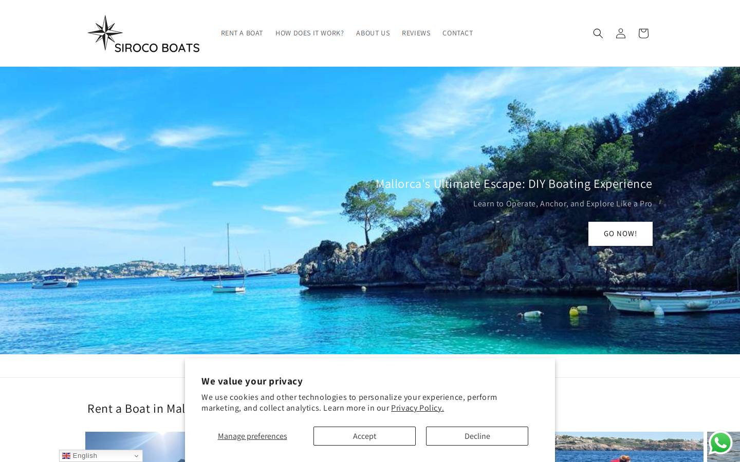 sirocoboats.com homepage screenshot