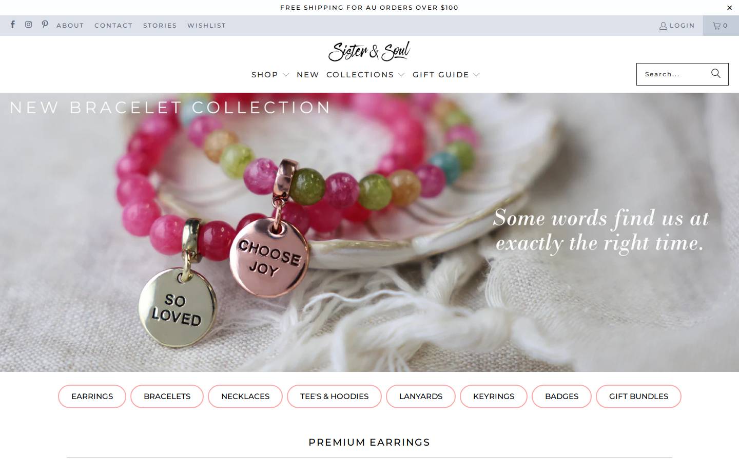 sisterandsoul.com.au homepage screenshot