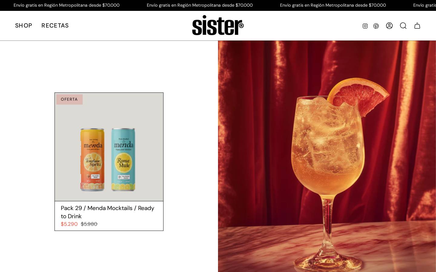 sisterdrinks.com homepage screenshot