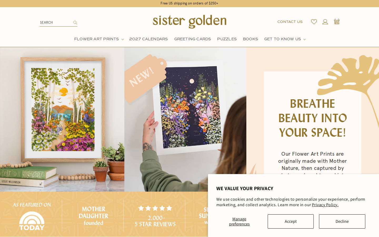 sistergolden.com homepage screenshot