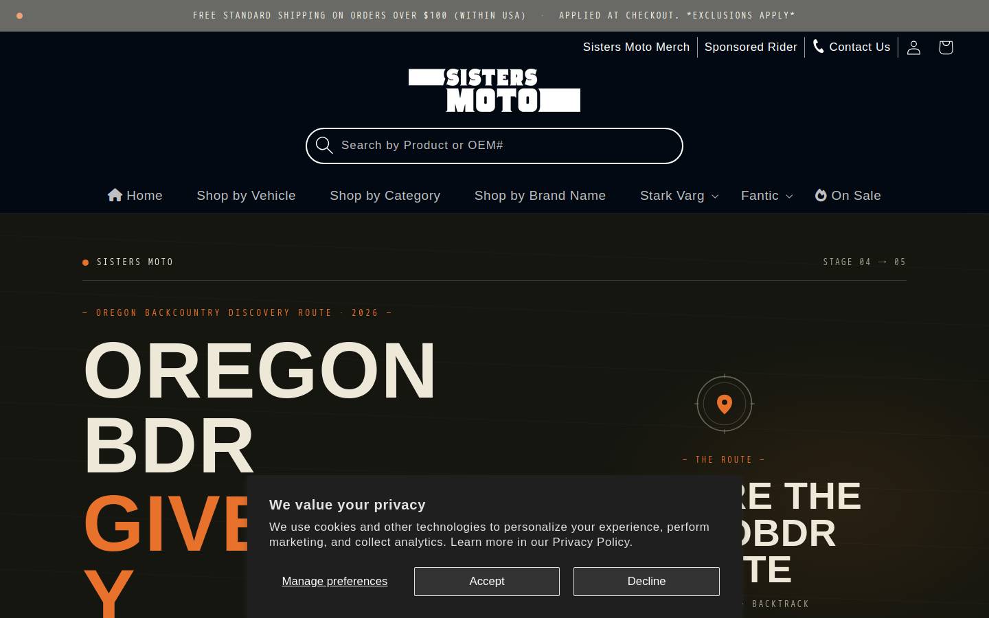 sistersmoto.com homepage screenshot
