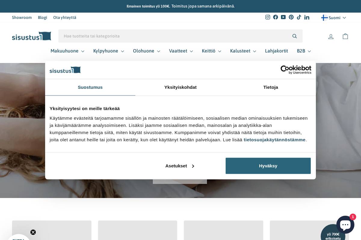 sisustus1.fi homepage screenshot
