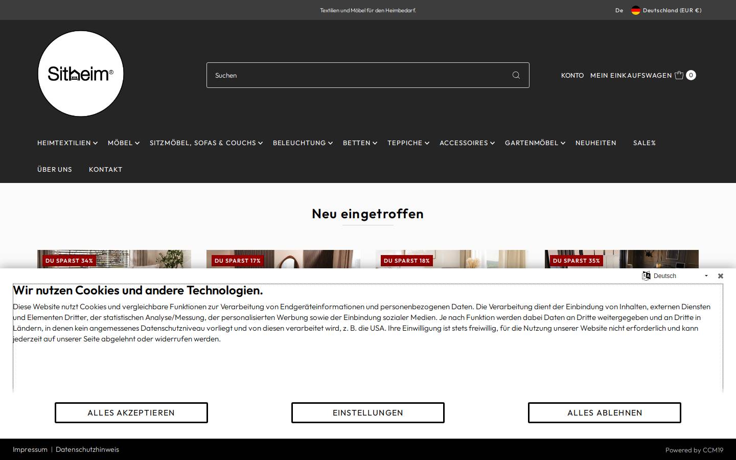 Sitheim homepage screenshot