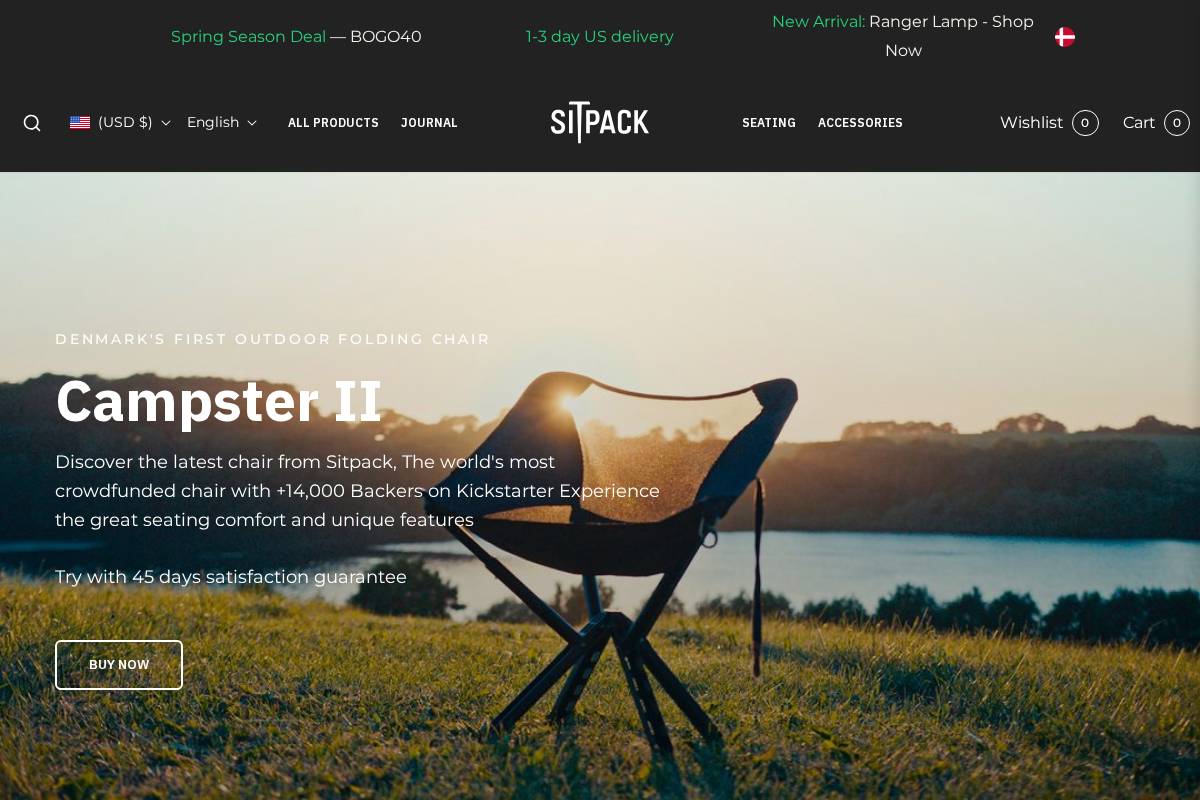 Sitpack ApS homepage screenshot