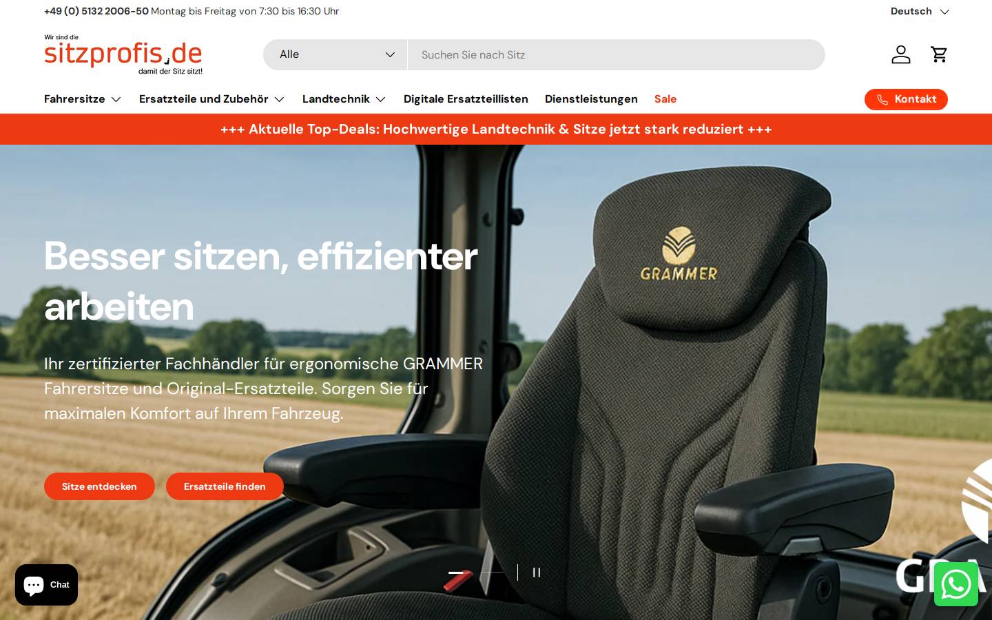 sitzprofis.de homepage screenshot