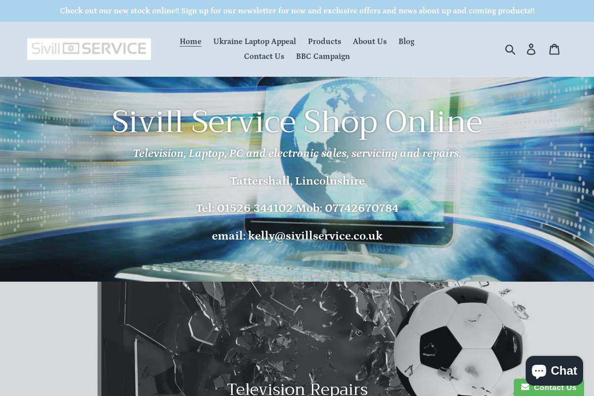 Sivill Service Online homepage screenshot