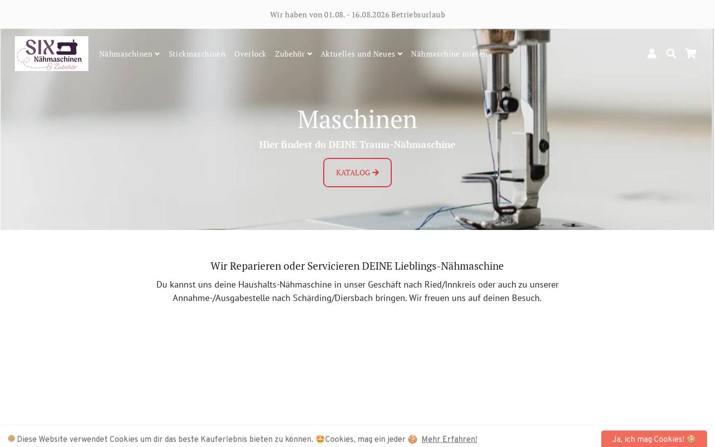 six-naehmaschinen.at homepage screenshot