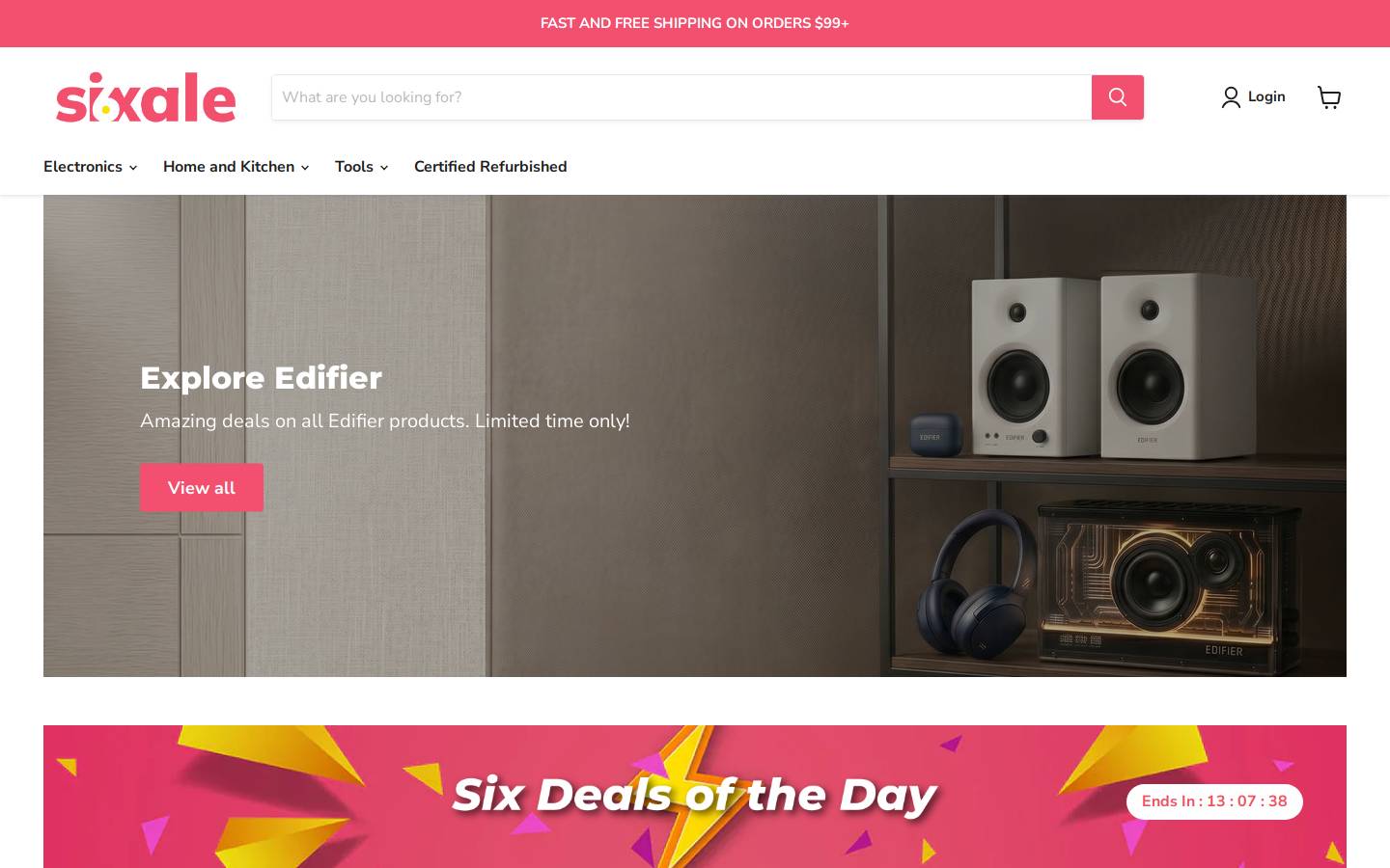 sixale.com homepage screenshot