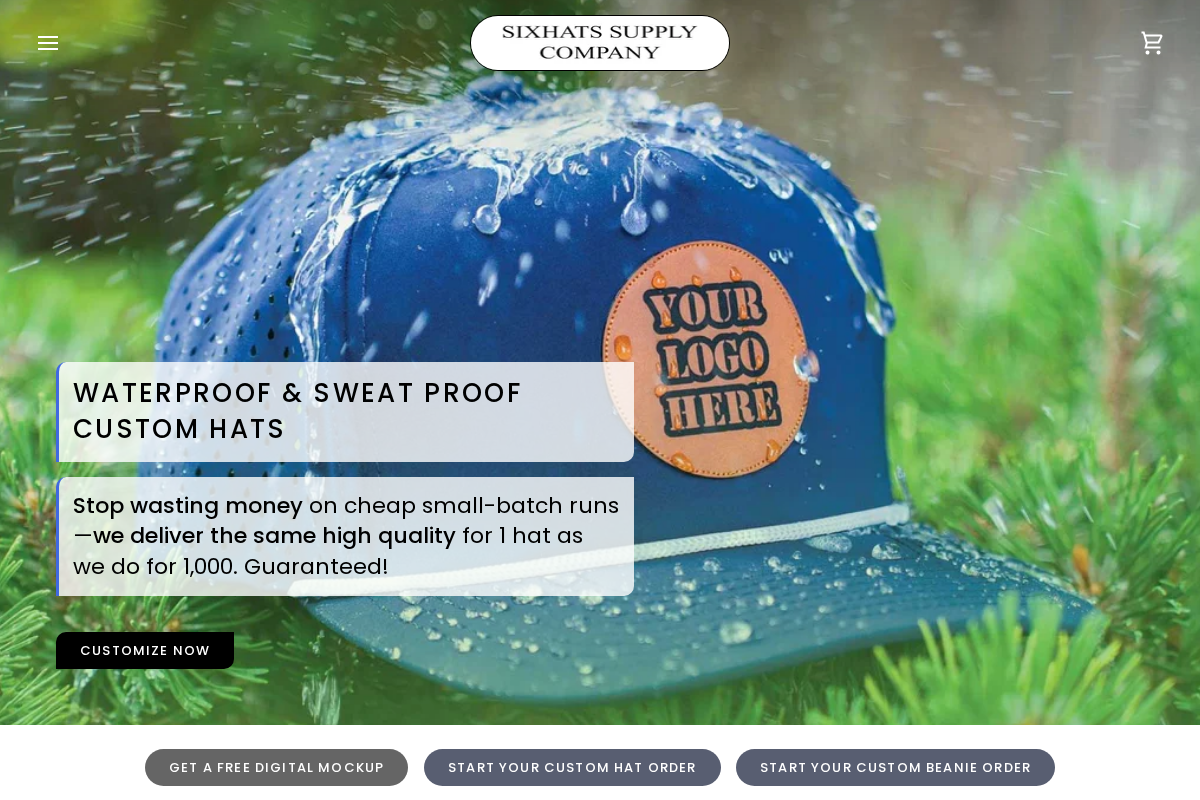 Six Hats Supply Co homepage screenshot