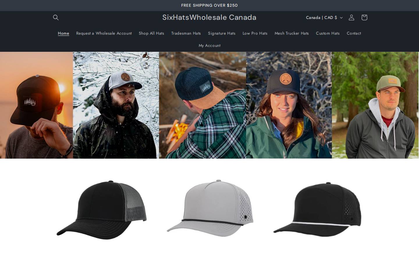 sixhatswholesale.ca homepage screenshot