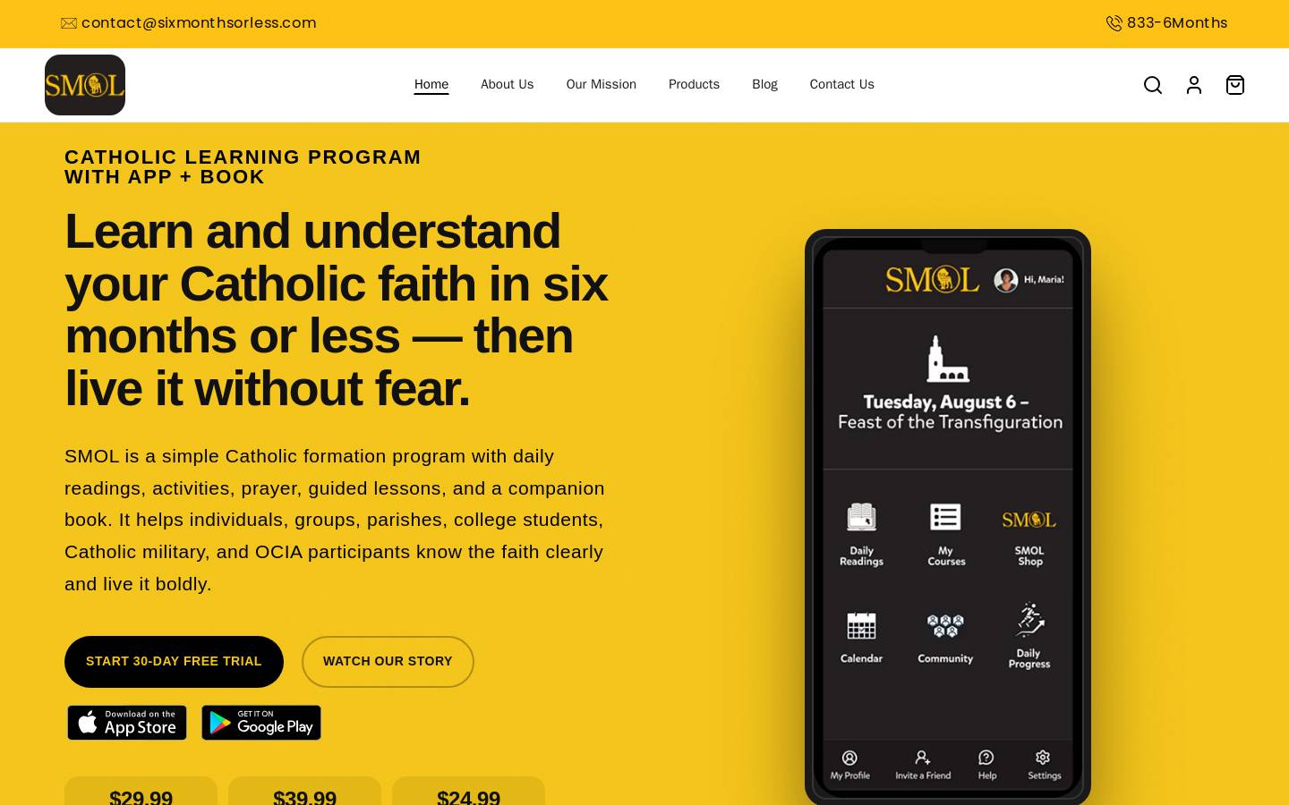 sixmonthsorless.com homepage screenshot