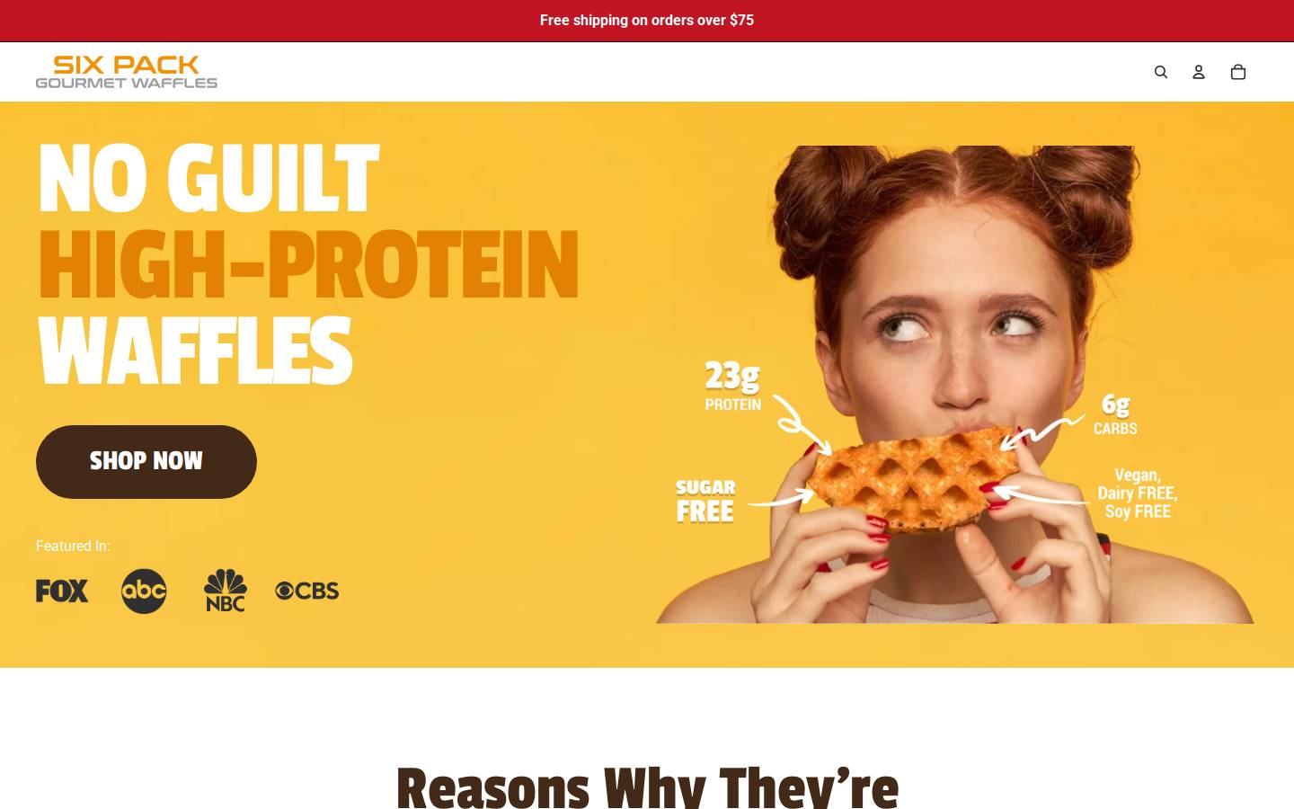 sixpackwaffles.com homepage screenshot