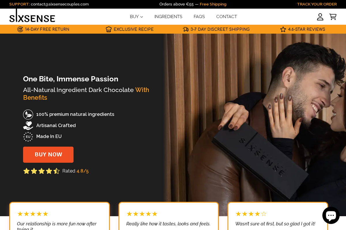 SIXSENSE Couples homepage screenshot