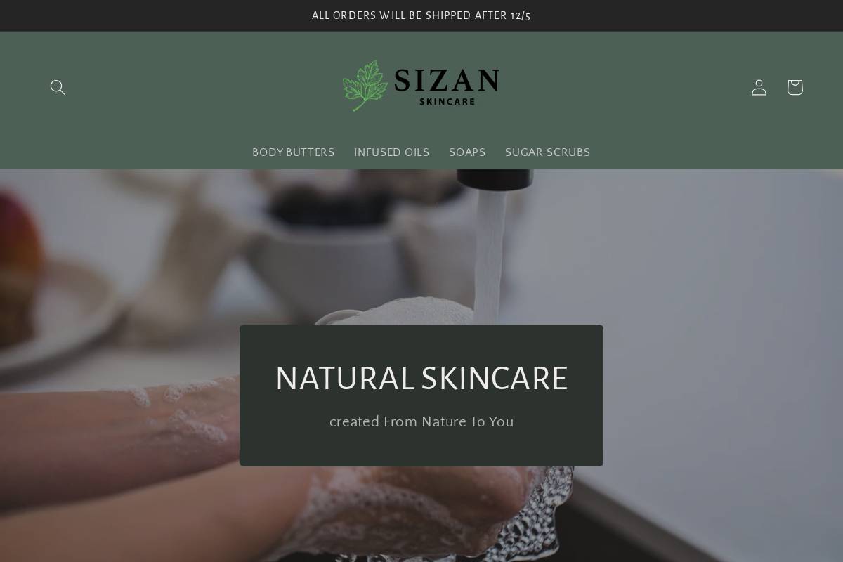 sizanskincare.com homepage screenshot
