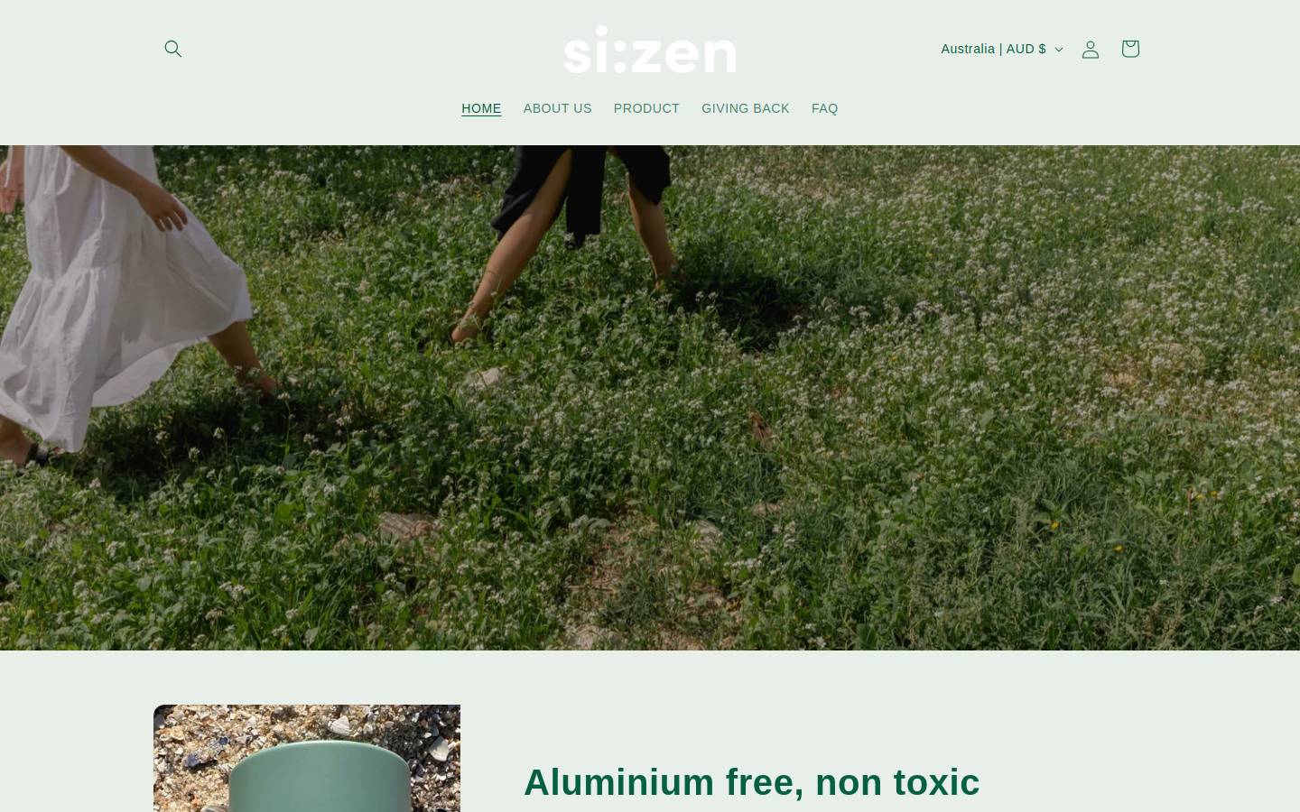 sizen.com.au homepage screenshot