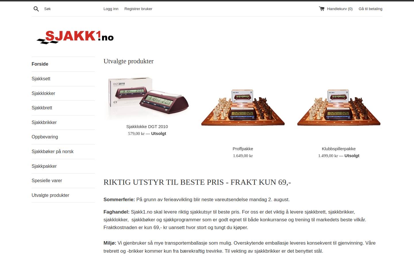 sjakk1.no homepage screenshot