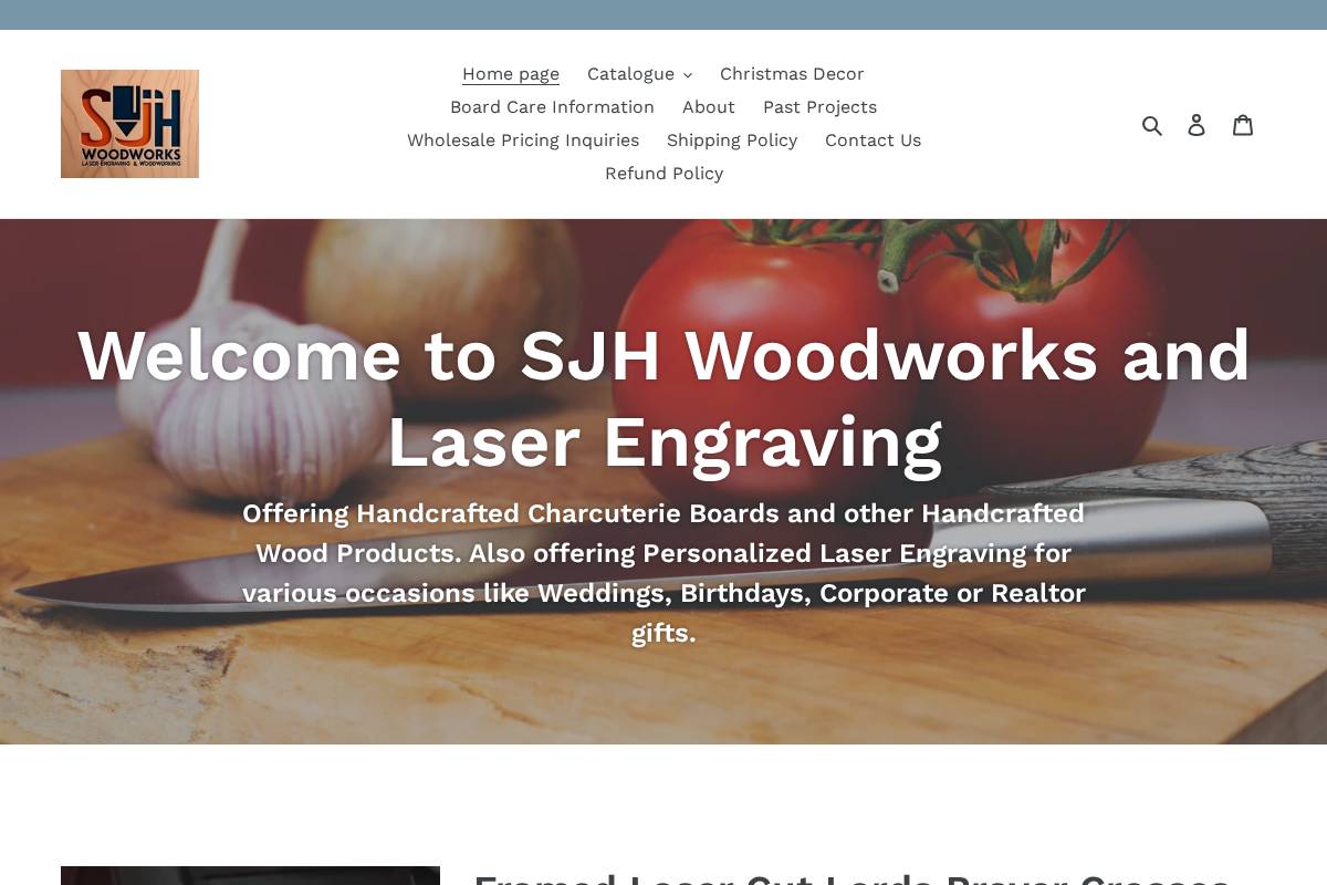 sjhwoodworks.ca homepage screenshot