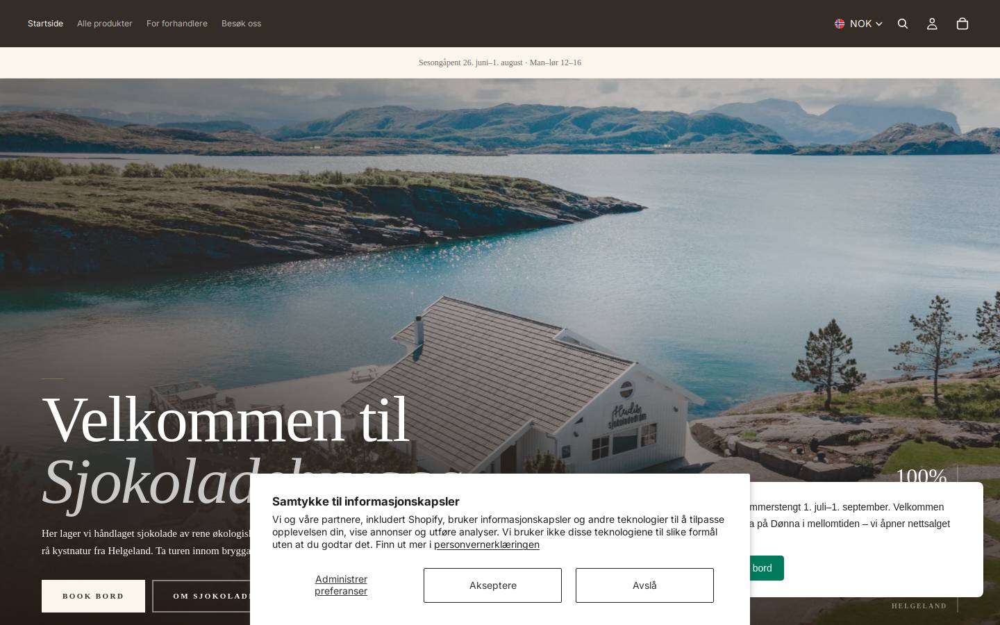 sjokoladebrygga.no homepage screenshot