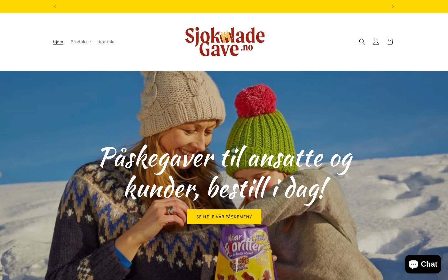 sjokoladegave.no homepage screenshot