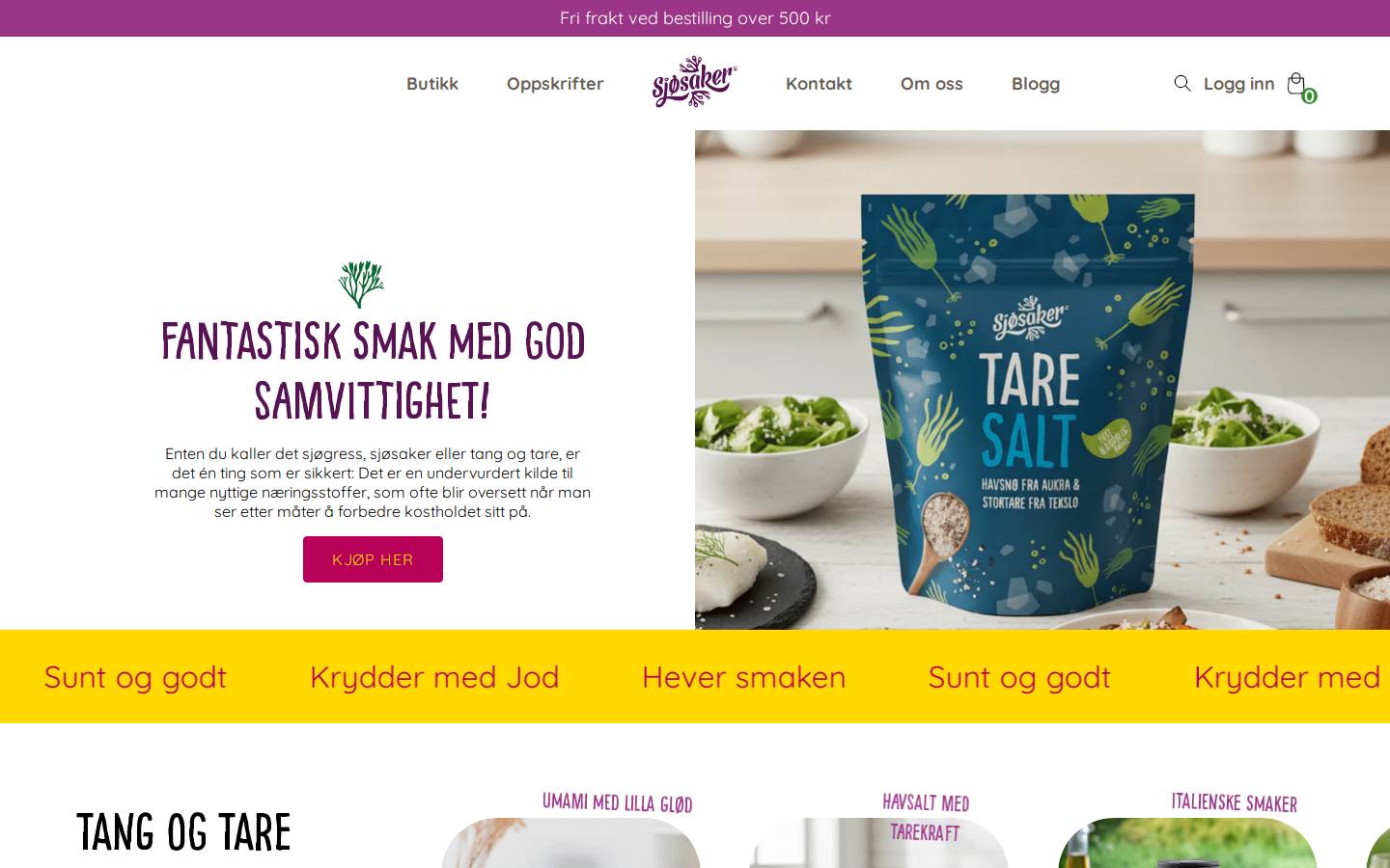 sjosaker.no homepage screenshot