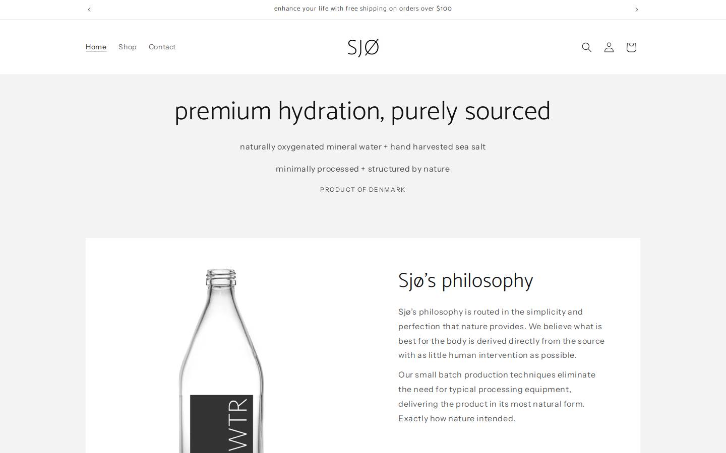 sjowater.com homepage screenshot