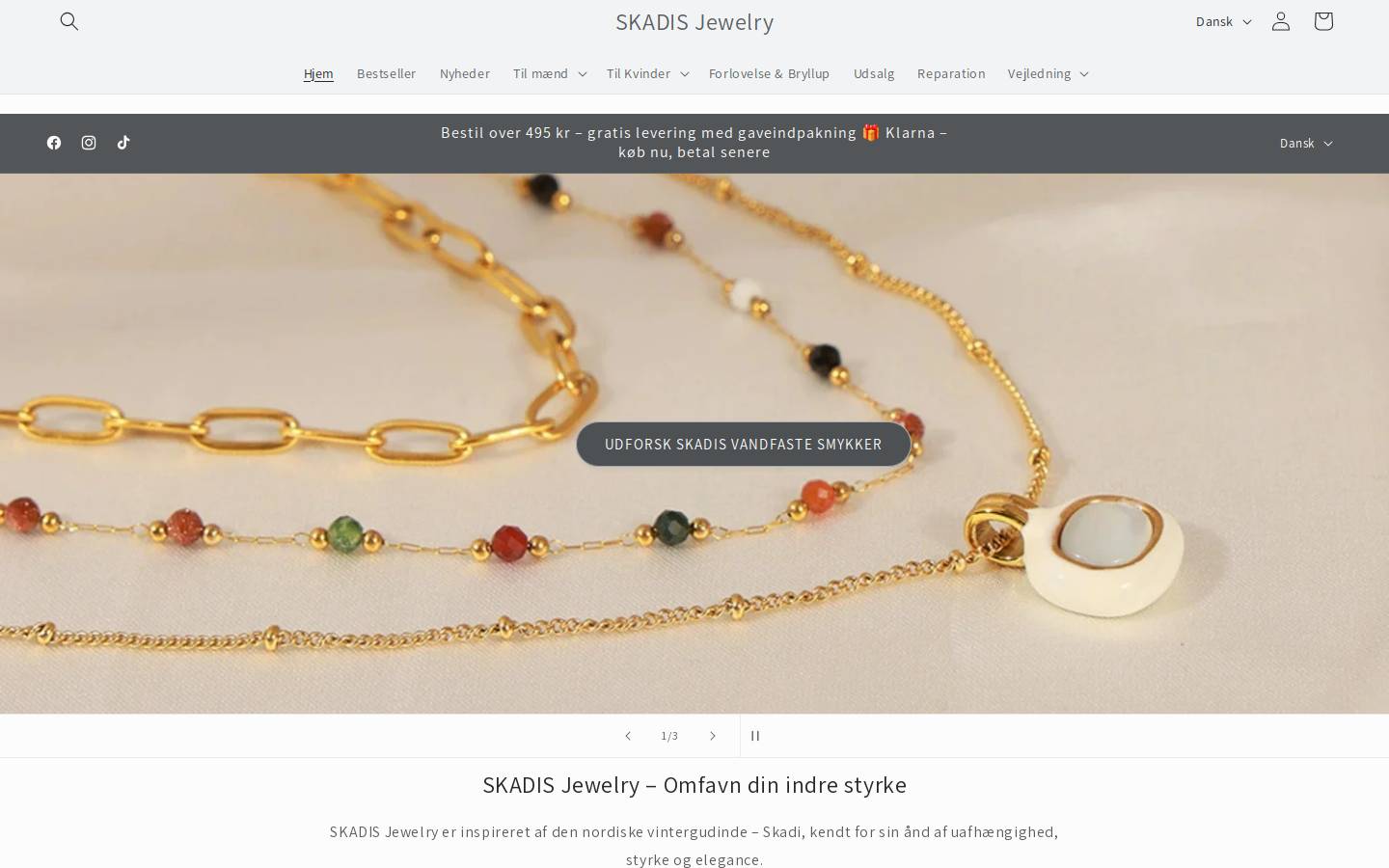 Skadis Jewelry homepage screenshot