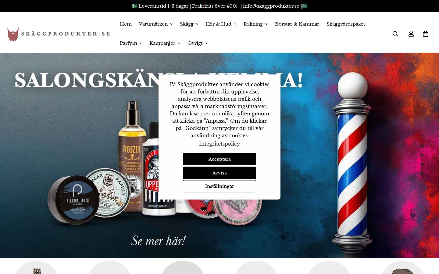 Skäggprodukter homepage screenshot