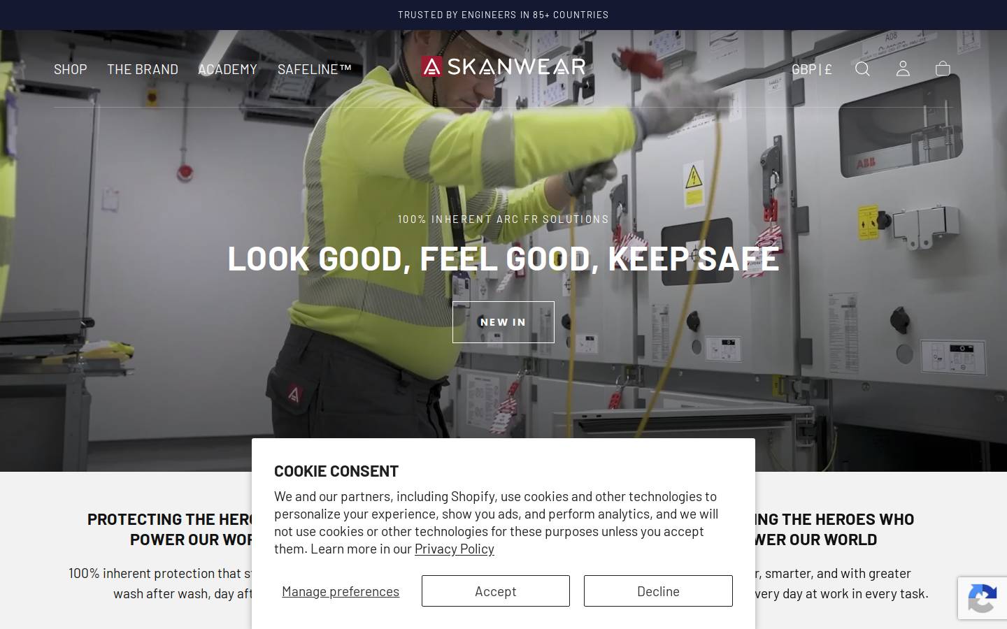 skanwear.com homepage screenshot