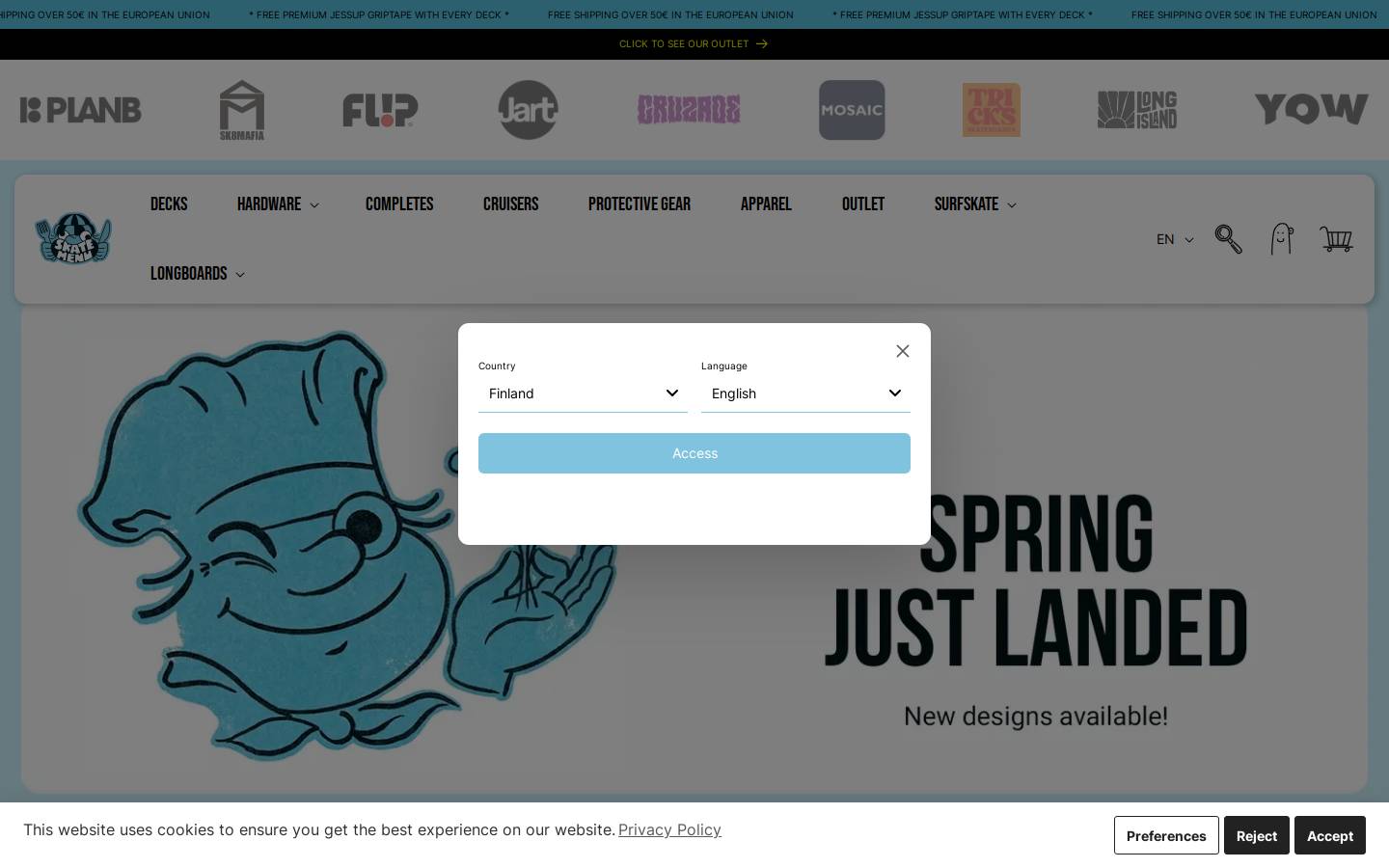 Skatemenu homepage screenshot