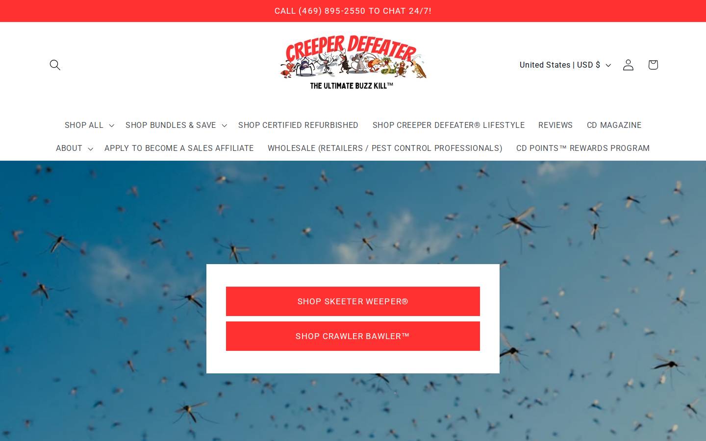 skeeterweeper.com homepage screenshot