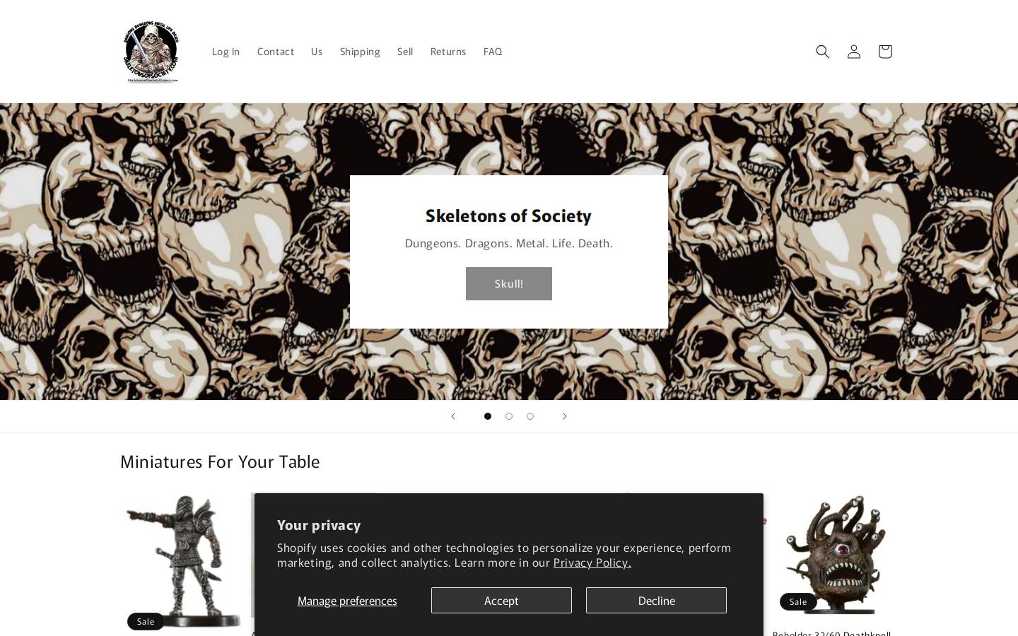 skeletonsofsociety.com homepage screenshot