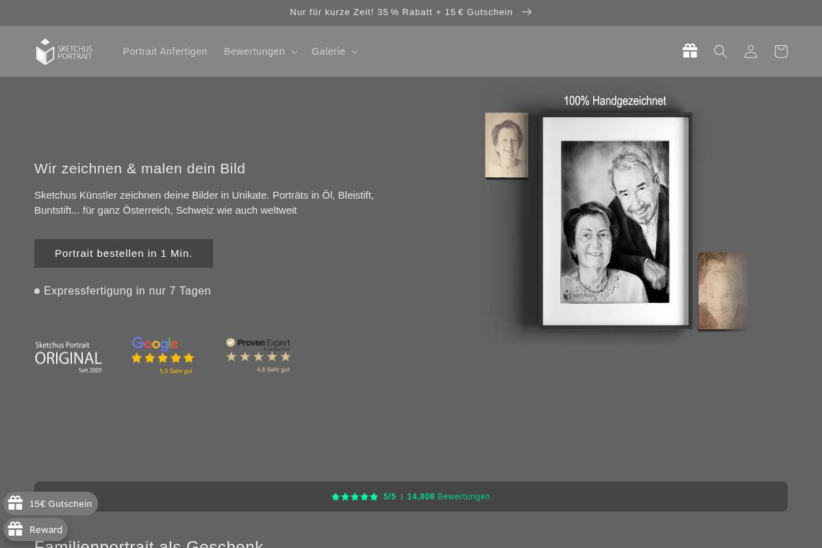 Sketchus Portrait homepage screenshot