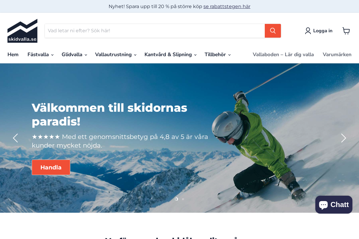 Skidvalla.se homepage screenshot