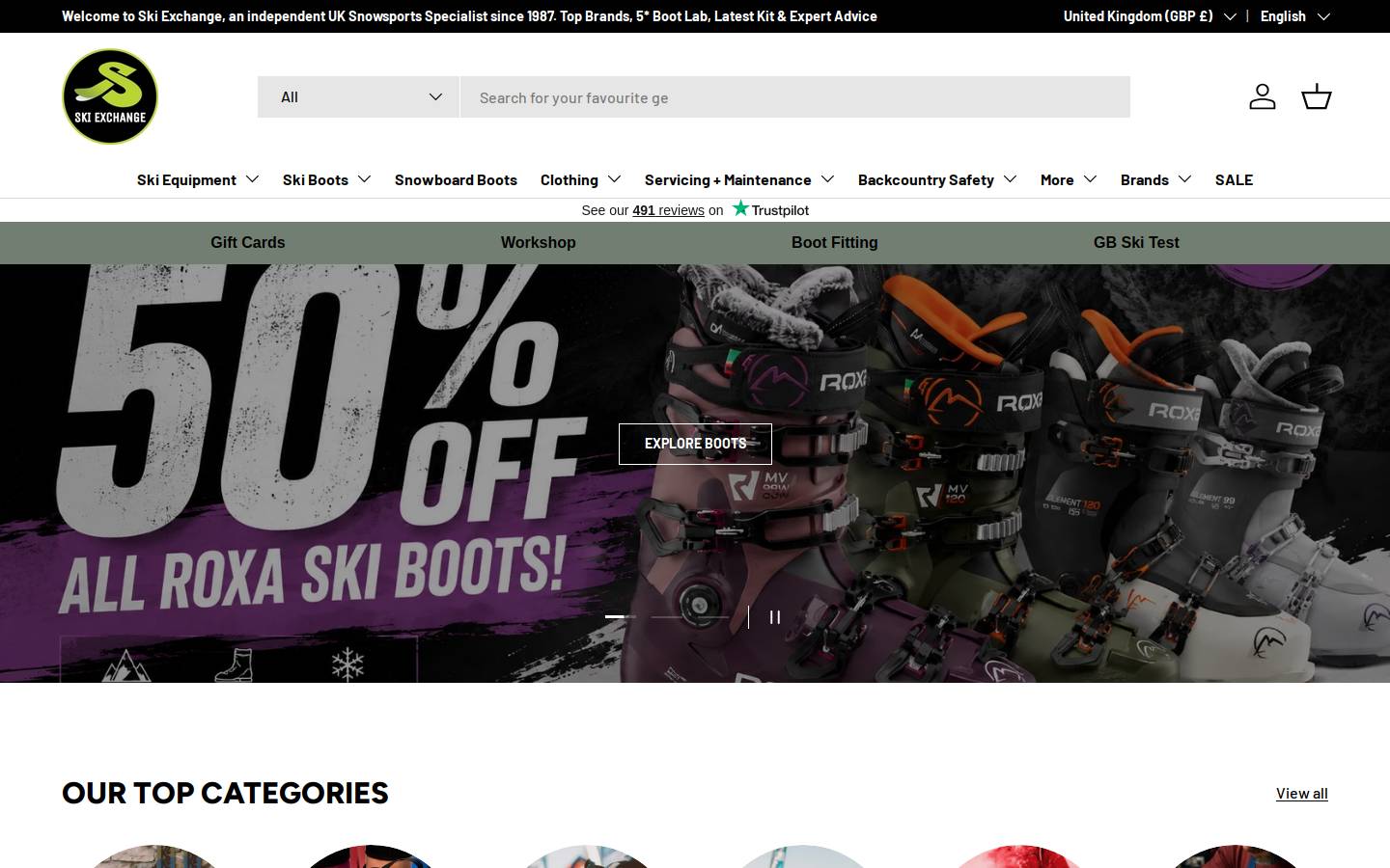 skiexchange.com homepage screenshot