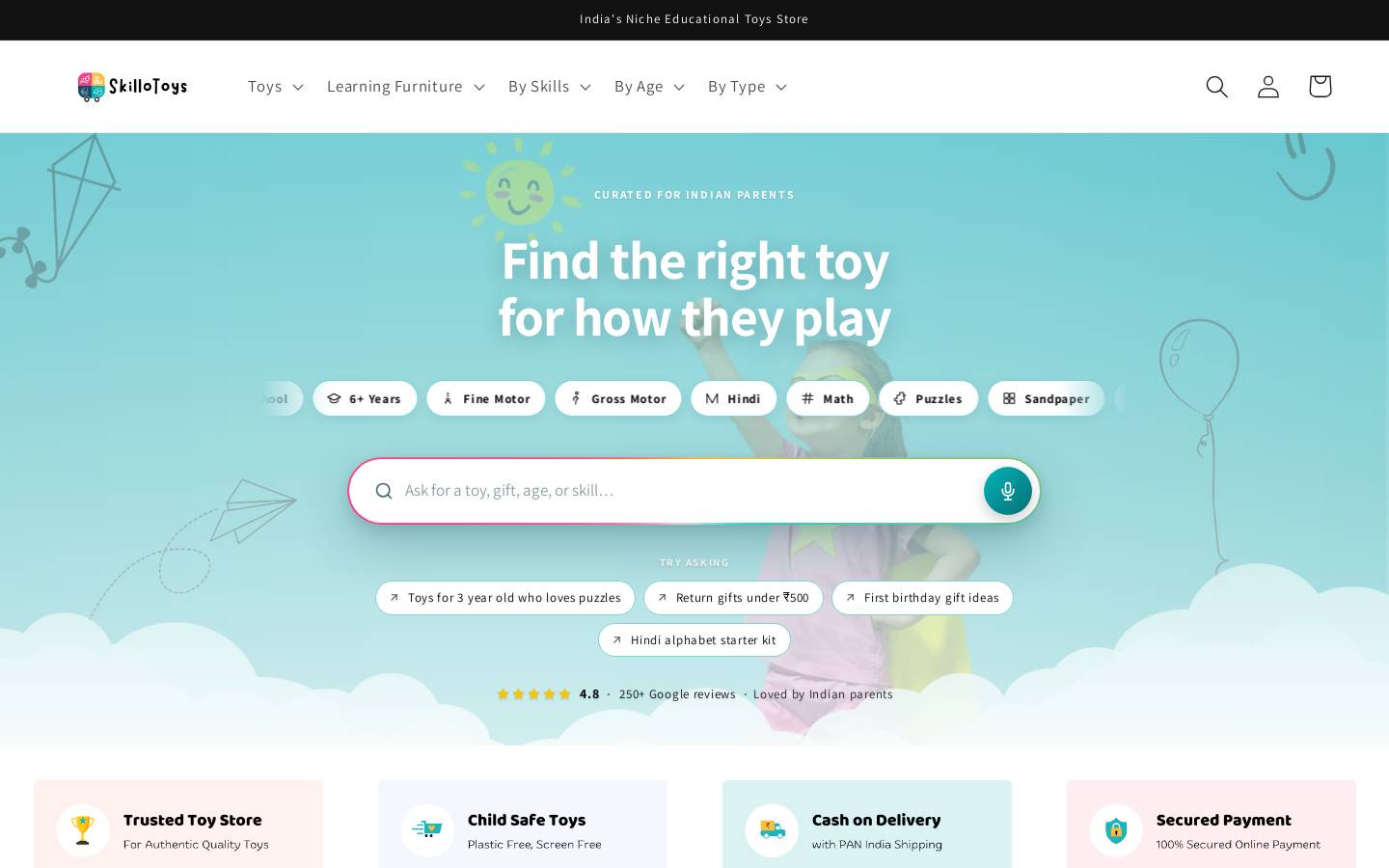 skillotoys.com homepage screenshot