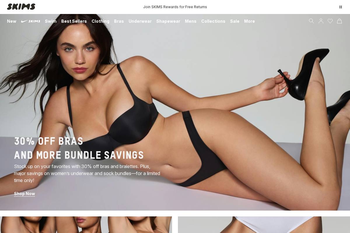 SKIMS homepage screenshot